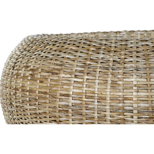 Table Basse Élégance Rustique En Rotin Et Verre