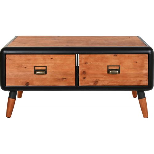 Table Basse Épicéa Et Métal Brun Élégance Vintage