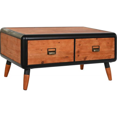 Table Basse Épicéa Et Métal Brun Élégance Vintage