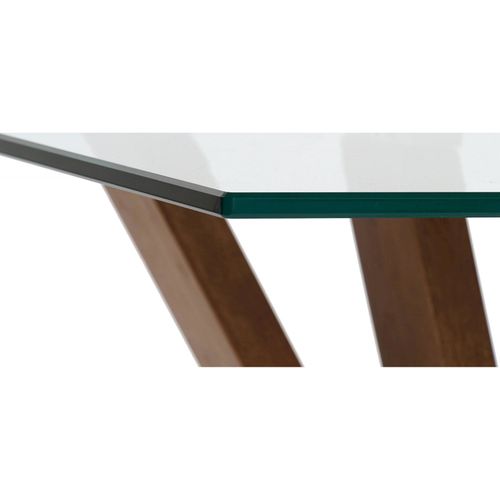 Table Basse Élégance En Noyer Et Plateau Verre