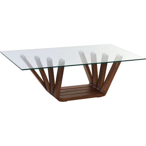 Table Basse Élégance En Noyer Et Plateau Verre