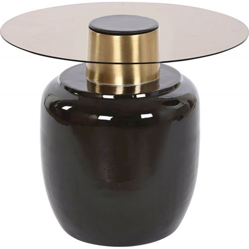 Table Basse En Verre Avec Touches Dorées Élégantes