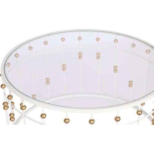 Table Basse En Verre Et Métal Blanc Doré Pour Salon Chic