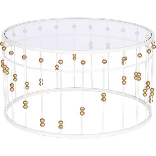 Table Basse En Verre Et Métal Blanc Doré Pour Salon Chic