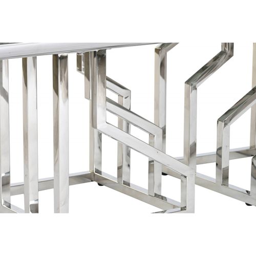 Table Basse Verre Effet Marbre Blanc Élégant