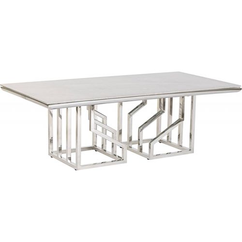 Table Basse Verre Effet Marbre Blanc Élégant