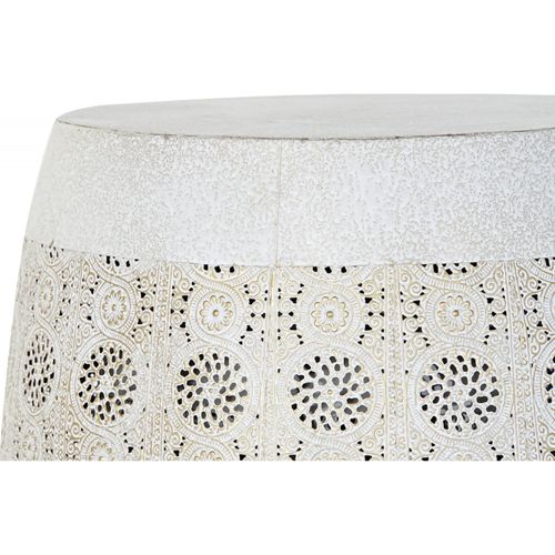 Table D'appoint Élégance Vieillie Blanche Et Dorée