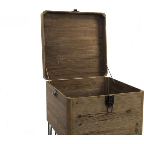 Table D'appoint Élégante En Bois Et Métal Finition Naturelle