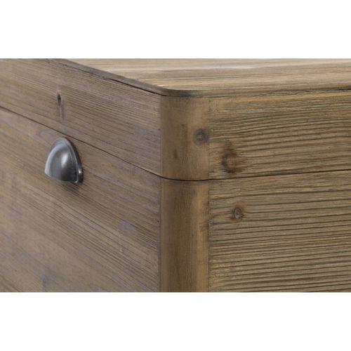 Table D'appoint Élégante En Bois Et Métal Finition Naturelle