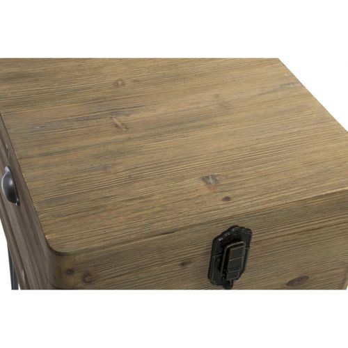 Table D'appoint Élégante En Bois Et Métal Finition Naturelle