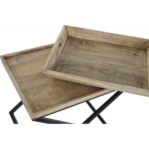 Table D'appoint Élégante En Manguier Et Métal Noir