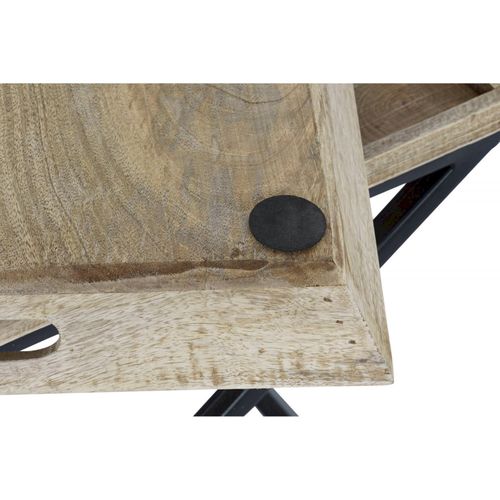 Table D'appoint Élégante En Manguier Et Métal Noir