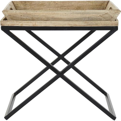 Table D'appoint Élégante En Manguier Et Métal Noir