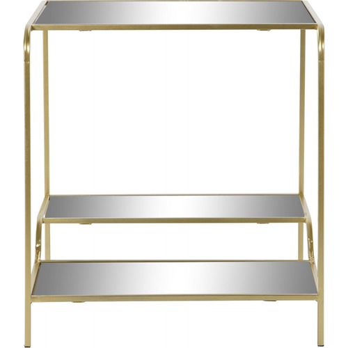 Table D'appoint Élégante Miroir Finition Or