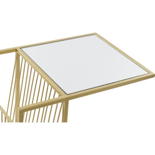 Table D'appoint Dorée Élégante Avec Rangement Intégré