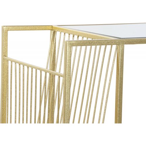 Table D'appoint Dorée Élégante Avec Rangement Intégré