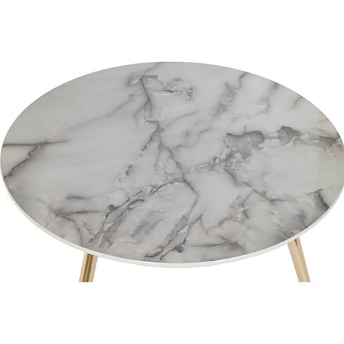 Table D'appoint Élégance Blanc Et Doré Résine Acier