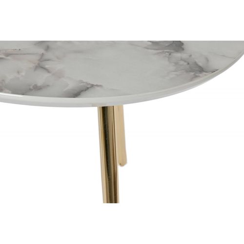 Table D'appoint Élégance Blanc Et Doré Résine Acier