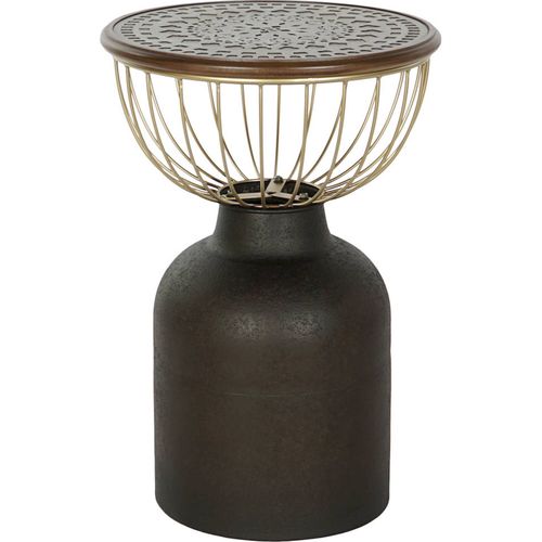 Table D'appoint Élégante En Métal Et Bois Pour Salon