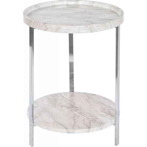 Table D'appoint Effet Marbre Blanc Élégance Moderne
