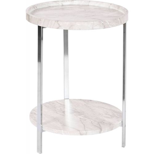 Table D'appoint Effet Marbre Blanc Élégance Moderne