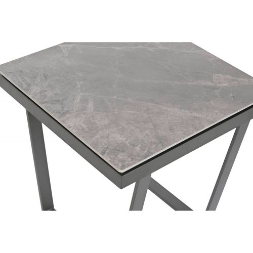 Table D'appoint Épurée En Métal Gris Et Pierre