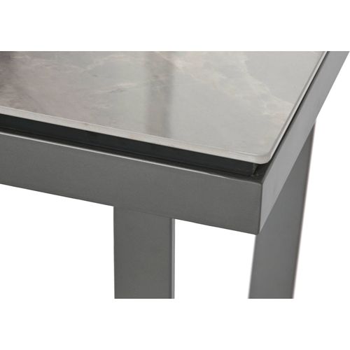 Table D'appoint Épurée En Métal Gris Et Pierre
