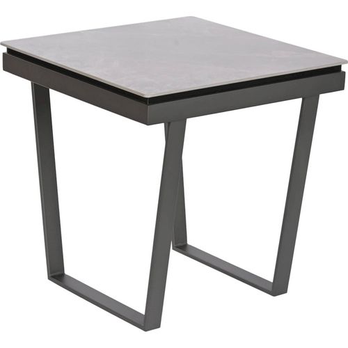 Table D'appoint Épurée En Métal Gris Et Pierre