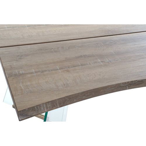 Table De Salon Élégante En Bois Et Verre Marron