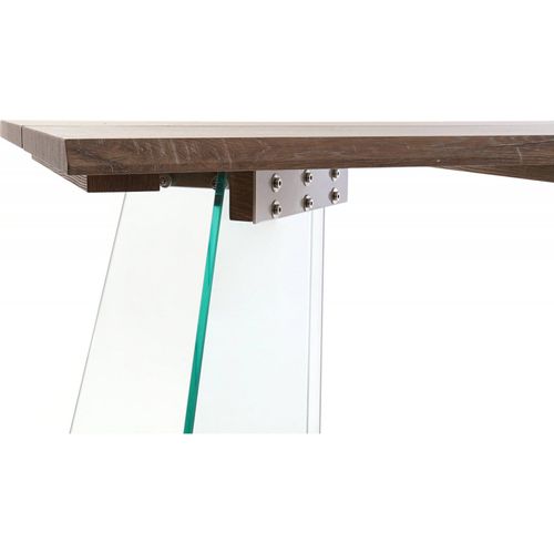 Table De Salon Élégante En Bois Et Verre Marron