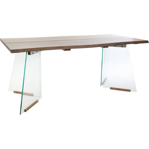 Table De Salon Élégante En Bois Et Verre Marron