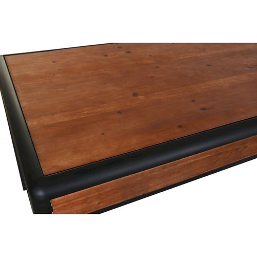 Table à manger Bois Brun Et Pieds Métal Gris Élégants