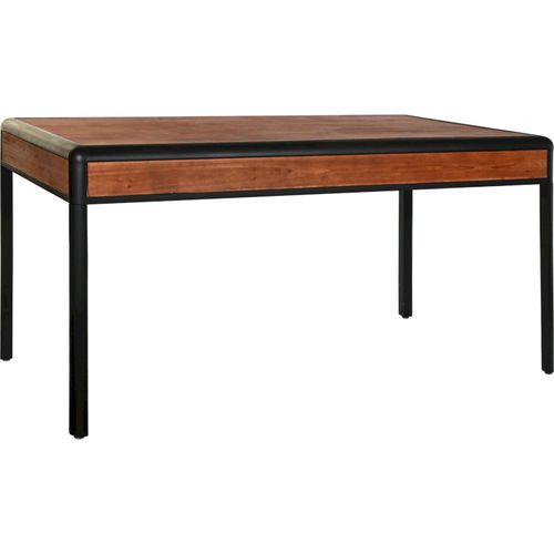 Table à manger Bois Brun Et Pieds Métal Gris Élégants