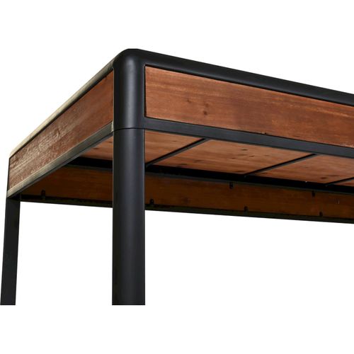 Table à manger Bois Brun Et Pieds Métal Gris Élégants