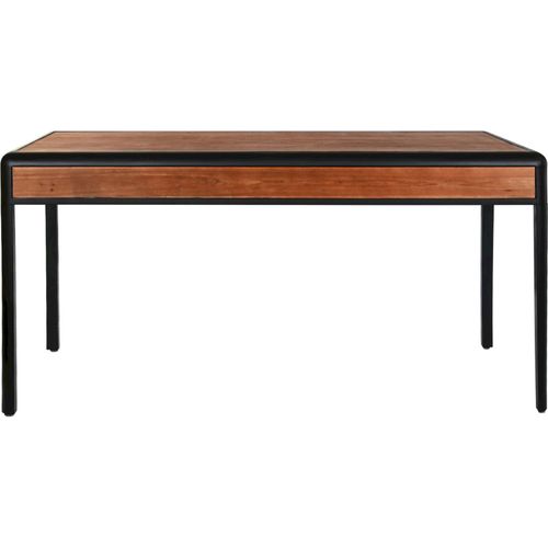 Table à manger Bois Brun Et Pieds Métal Gris Élégants