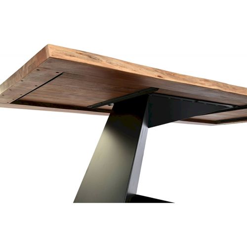 Table De Salon Élégance Acacia Et Métal Noir