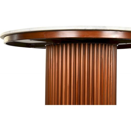 Table à manger En Marbre Blanc Et Pied Cuivré Élégant