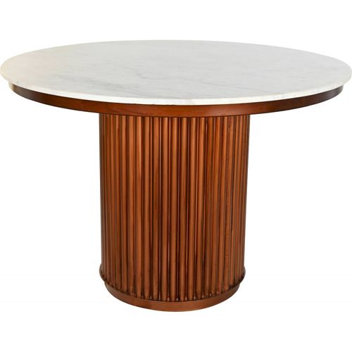 Table à manger En Marbre Blanc Et Pied Cuivré Élégant