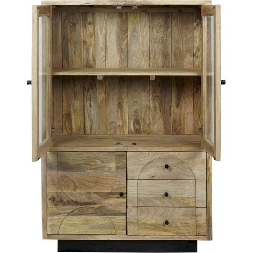 Vitrine Élégante Bois De Mangue Et Verre Pour Salon
