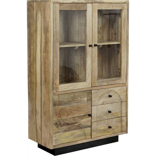 Vitrine Élégante Bois De Mangue Et Verre Pour Salon