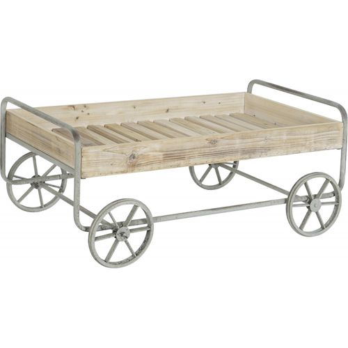 Table D'appoint Chariot Rustique Gris Et Bois