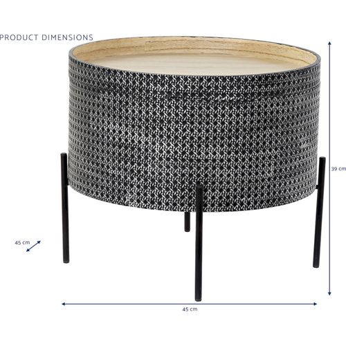 Table D'appoint Bois Et Métal Finition Argentée
