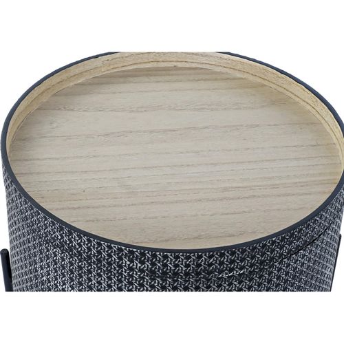 Table D'appoint Bois Et Métal Finition Argentée