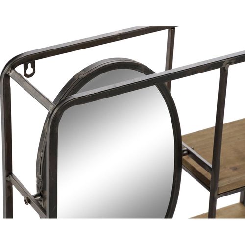 Miroir Étagère Murale Design Industriel Brun Clair