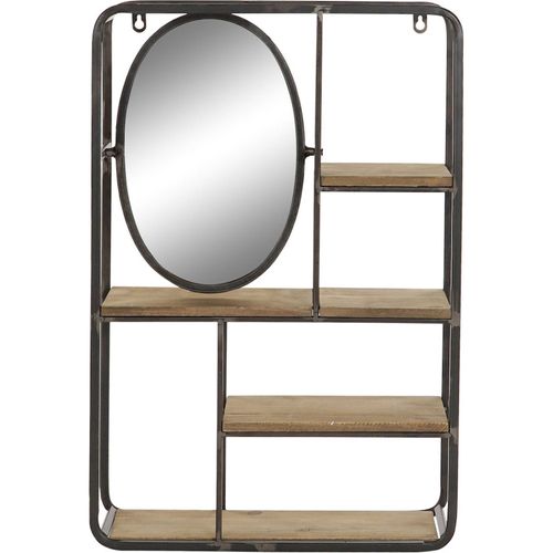 Miroir Étagère Murale Design Industriel Brun Clair