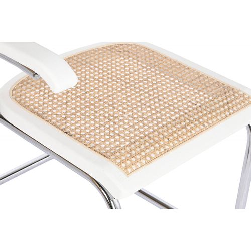 Chaise De Cuisine Élégance Rotin Blanc Et Métal