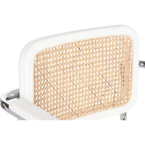 Chaise De Cuisine Élégance Rotin Blanc Et Métal