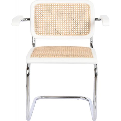 Chaise De Cuisine Élégance Rotin Blanc Et Métal