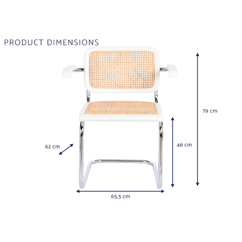 Chaise De Cuisine Élégance Rotin Blanc Et Métal