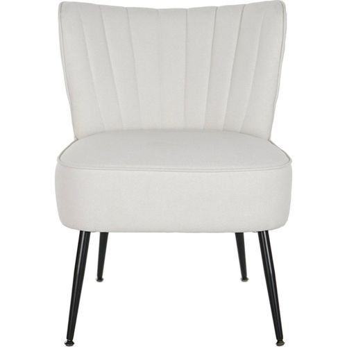 Fauteuil Élégance Moderne Polyester Beige Et Métal Noir